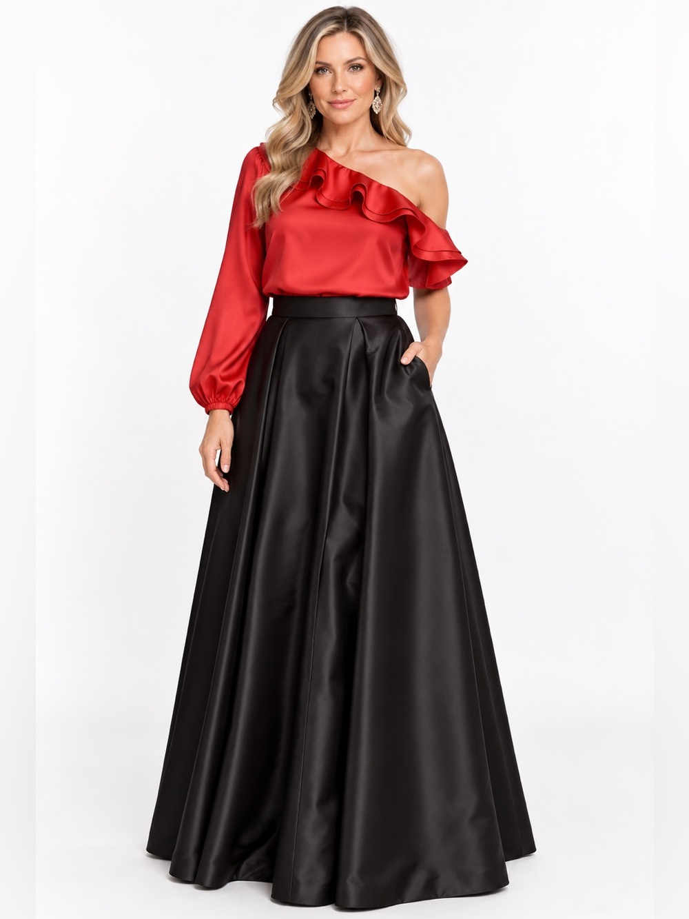 NWT J.Crew 100% Silk Beautiful Ruffled One Shoulder Blouse 12